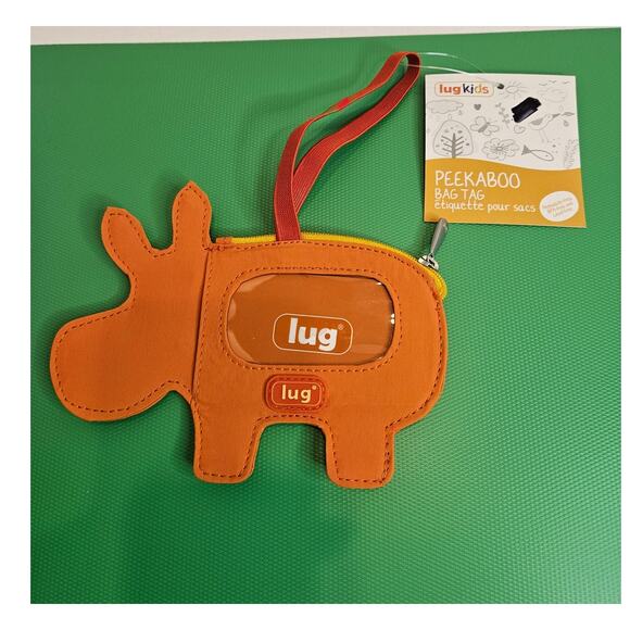 LUG Bag Tag Peekaboo Hippo New Elastic Strap Zip Pocket ID window Sunset orange - Picture 9 of 9
